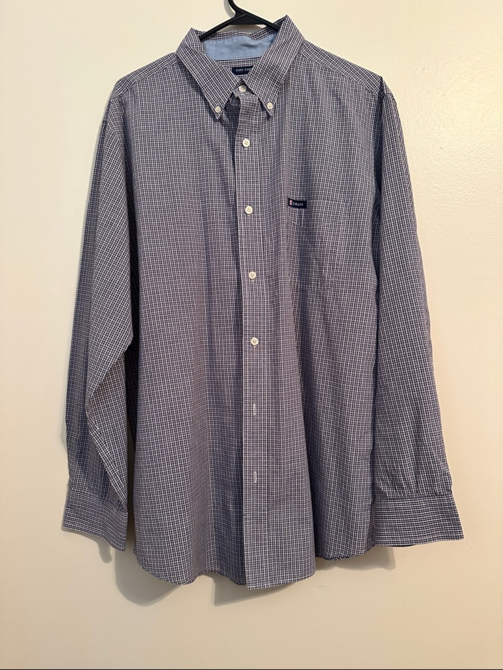 Chaps Blue & White Micro-Check Button-Down Shirt